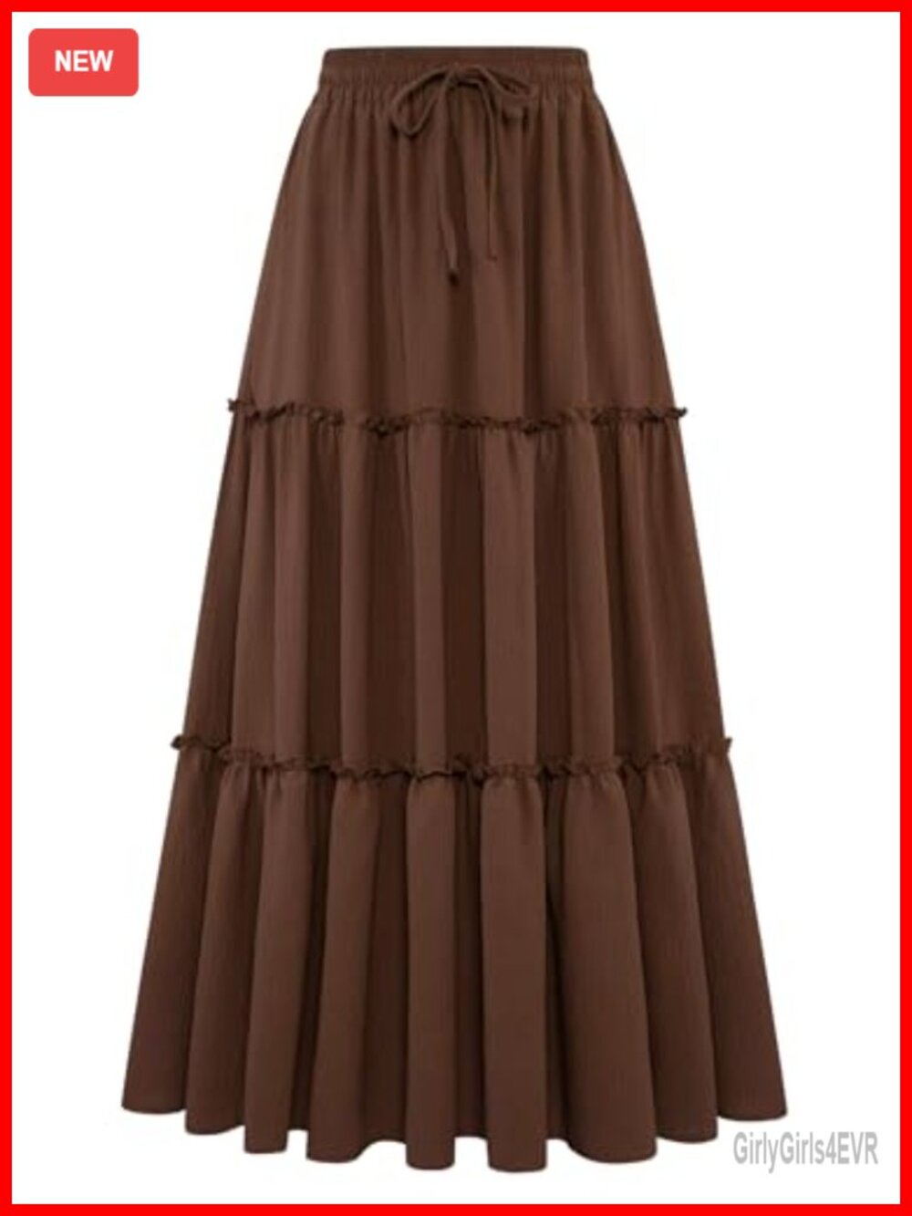 Women's High Waist Pleated Ruffle Maxi Skirt with Pockets Flowy Boho Beach